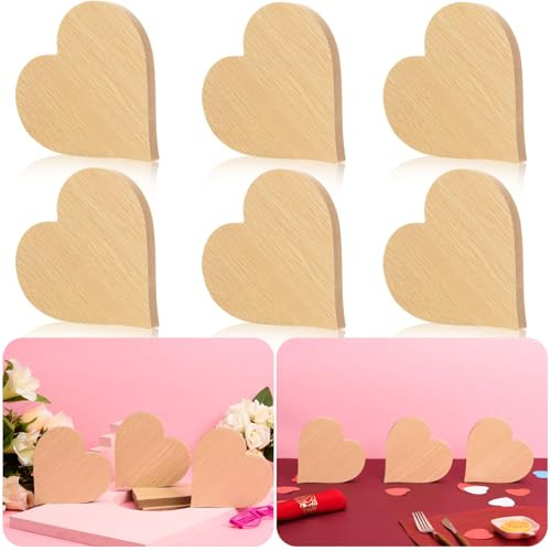 AWIZOM 6 Pcs Valentine's Day Heart Wooden Decorations 5.9 Inch Wooden Heart Shaped Table Signs Centerpieces Farmhouse Tiered Tray Decor for Mother's Day Wedding Home Tabletop Shelf Decor,0.59" Thick | Amazon (US)