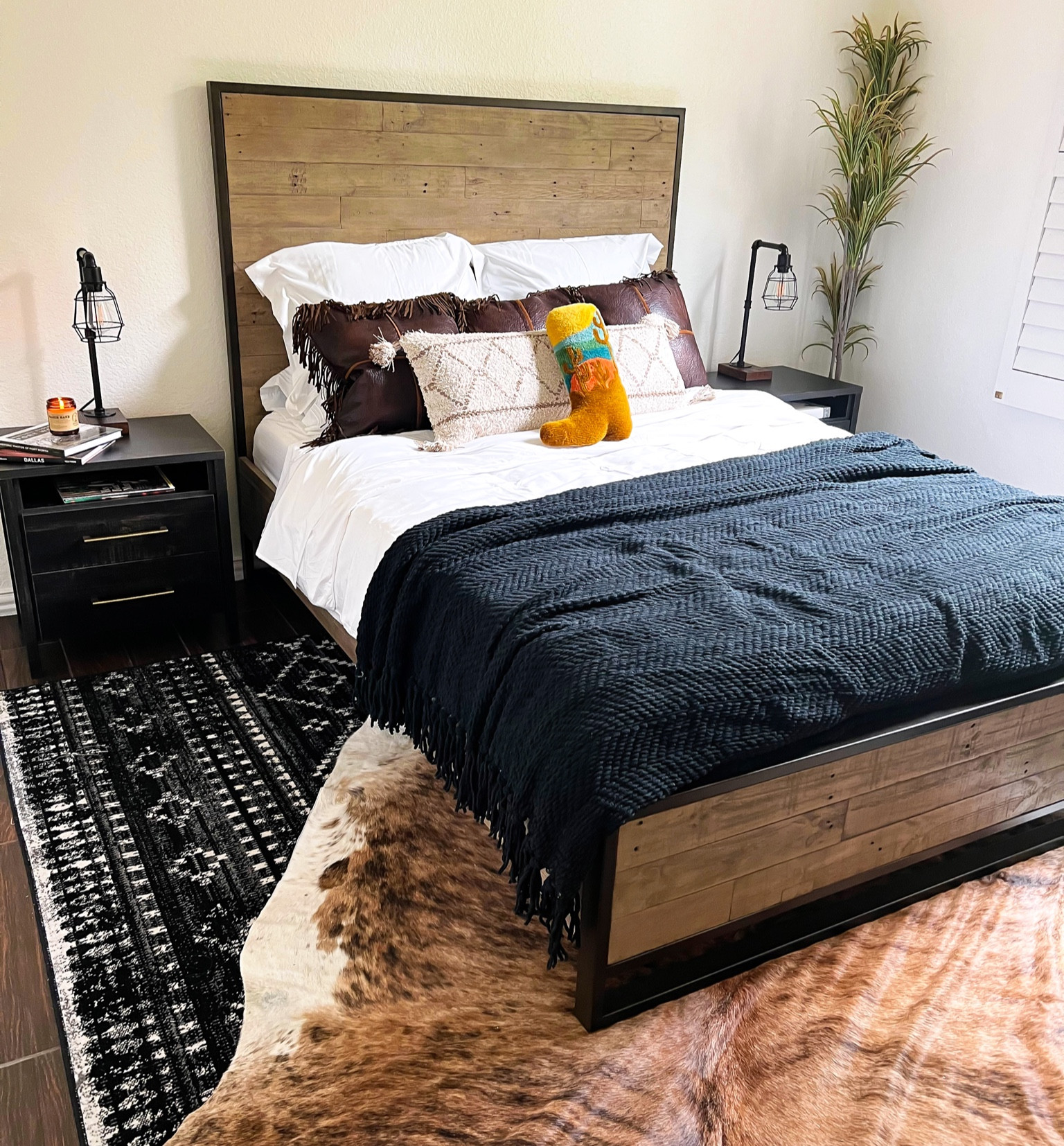 Guest room. Texas room. Western room. Bedroom. Bedroom furniture. Cowhide rug 

#LTKhome #LTKFind #LTKtravel