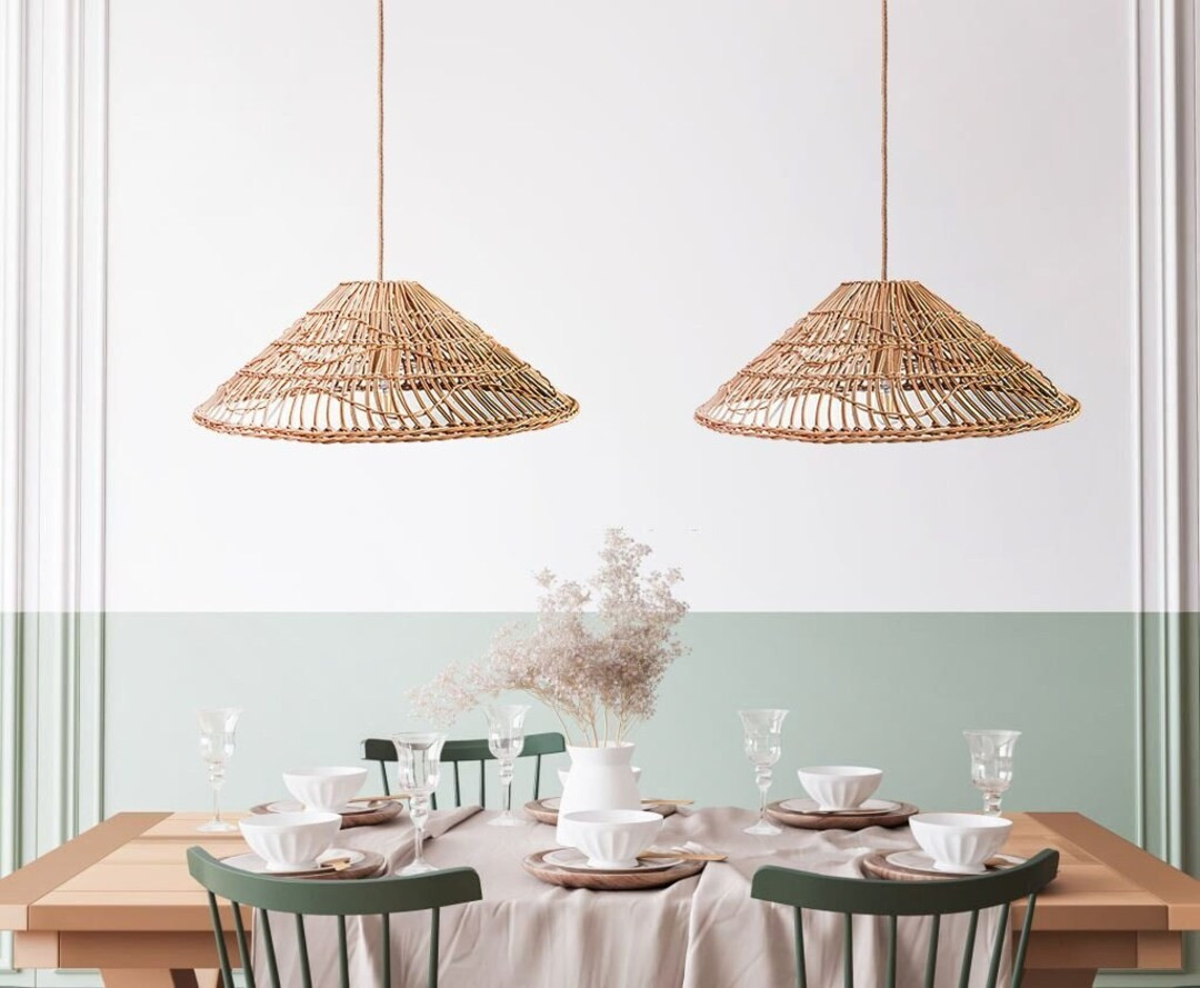Yara Rattan Pendant Light - Bamboo Pendant Light, Boho Lamp, Rattan Furniture, Patio Pendant Ligh... | Etsy (US)