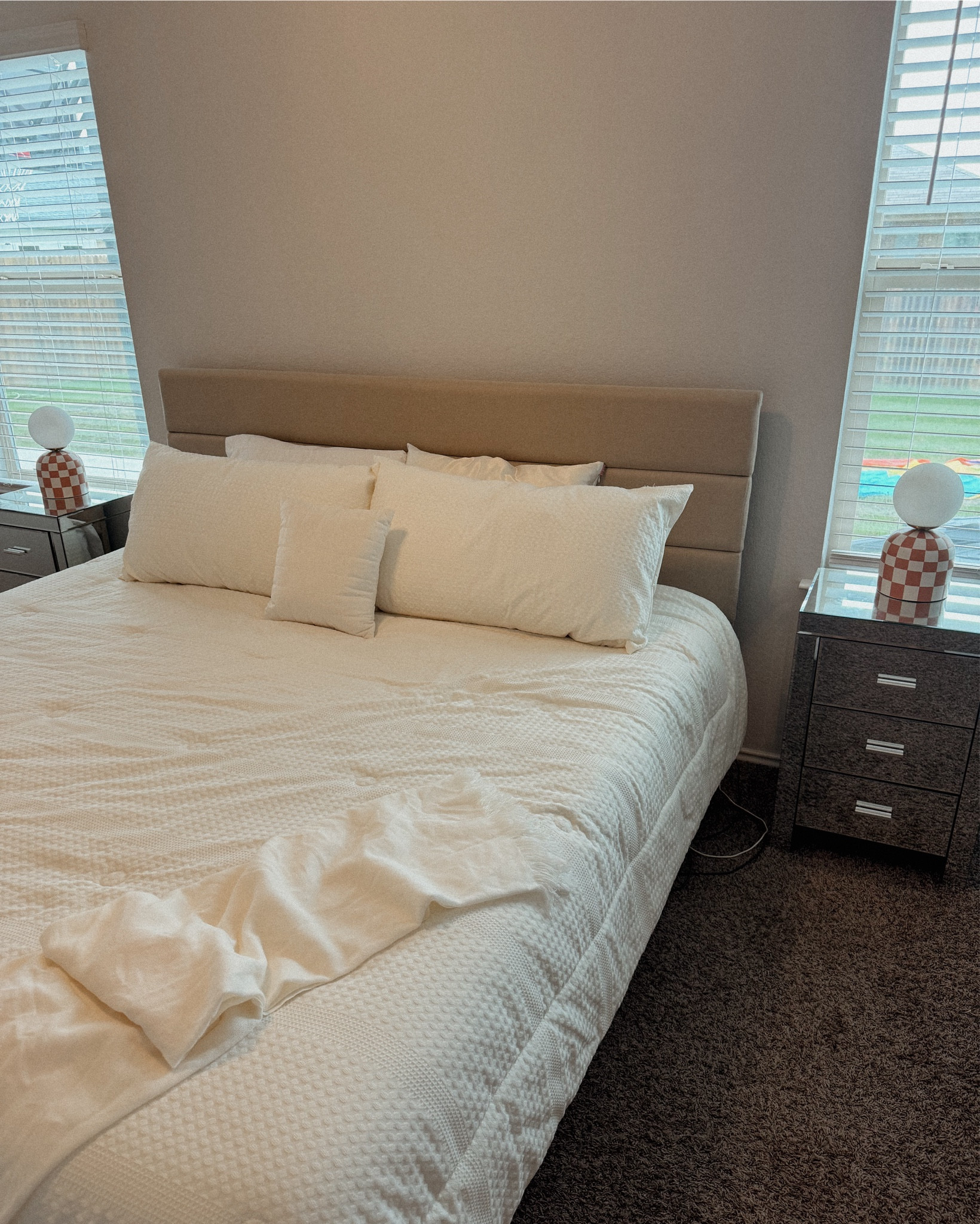 The cutest rust checkered lamps from Target!! This color is the only one left in stock so grab it while you can!! 

I linked the rest of our bedroom from Walmart and Amazon

Cozy bedroom, cozy vibes, home decor, home finds, modern farmhouse, checkered lamp, neutral tones, peaceful, bedroom, master bedroom

#LTKSummerSales 

#LTKHome #LTKFamily