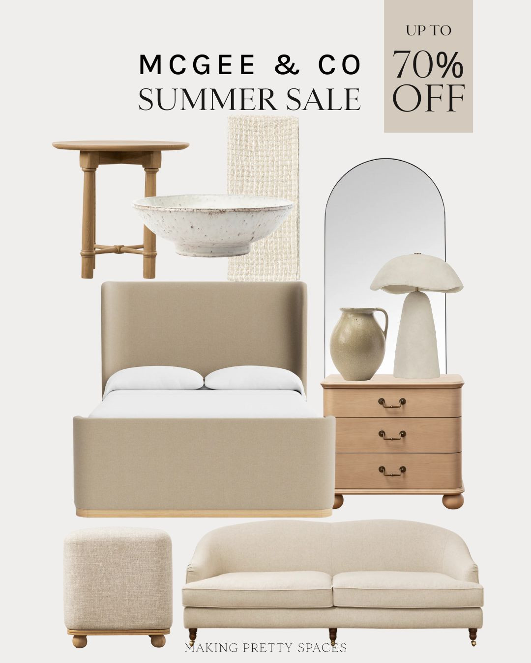 Save up to 70% off during McGee & Co's summer sale! Designer furniture, home decor, sale, nightstand, floor mirror, sofa, bed, side table, organic modern 

 #LTKOver40 #LTKHome #LTKStyleTip