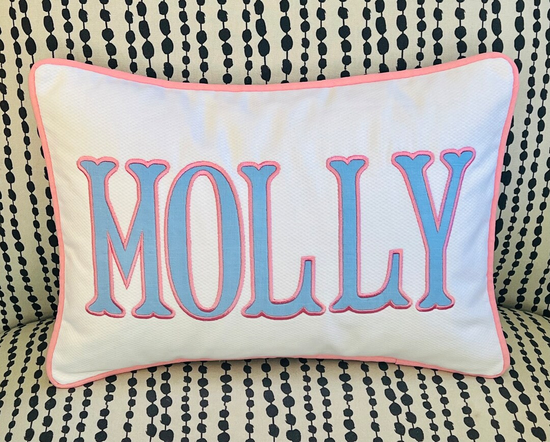 Applique Name Pillow, INCLUDES INSERT, Boy Girl Nursery Decor, Boho Teen Dorm Decor, Long Lumbar ... | Etsy (US)