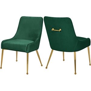 Meridian Furniture Ace Green Velvet Dining Chair with Gold Legs (Set of 2) | Homesquare