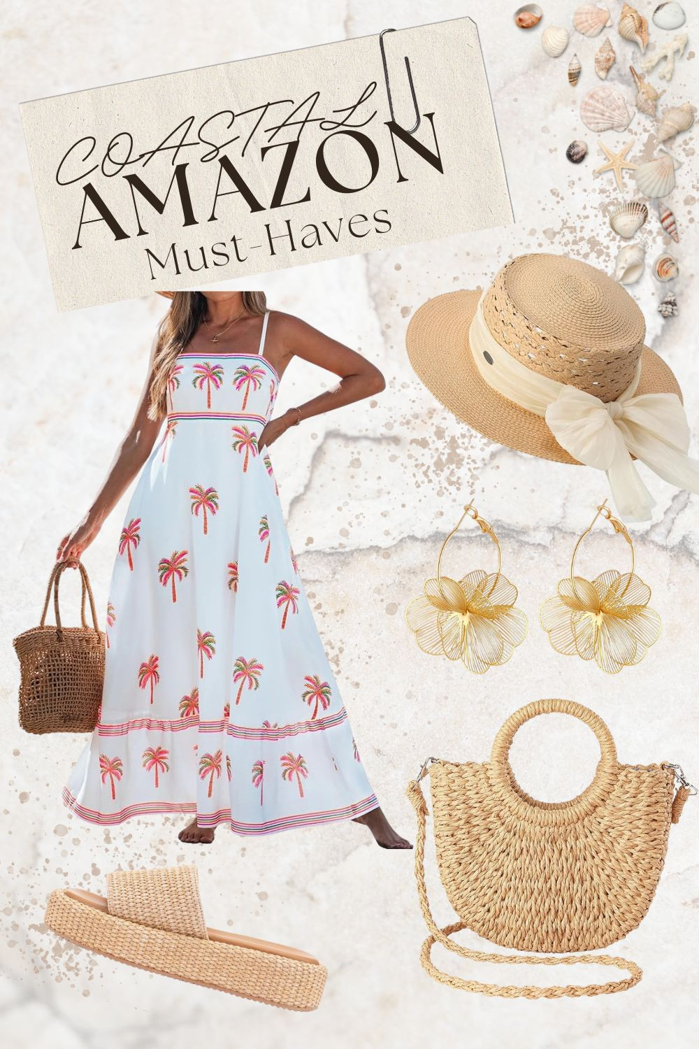 Are you looking for the perfect Beach Day Outfit? You have come to the right place! Here you will find a flowy maxi dress, paired up with a beautiful straw sun hat, gold earrings, a straw purse with a fantastic circular handle and a stunning neutral sandal. You need this outfit to complete the beachy look for family photos or just for a walk on the beach.

#amazonaffiliate

#LTKootd #LTKBeauty #LTKTravel