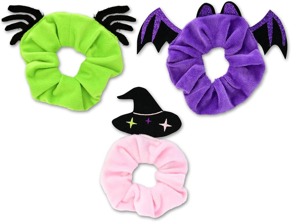 iscream Spooky Season Set of 3 Halloween Silky Soft Velour Scrunchies - Witch, Spider & Bat | Amazon (US)