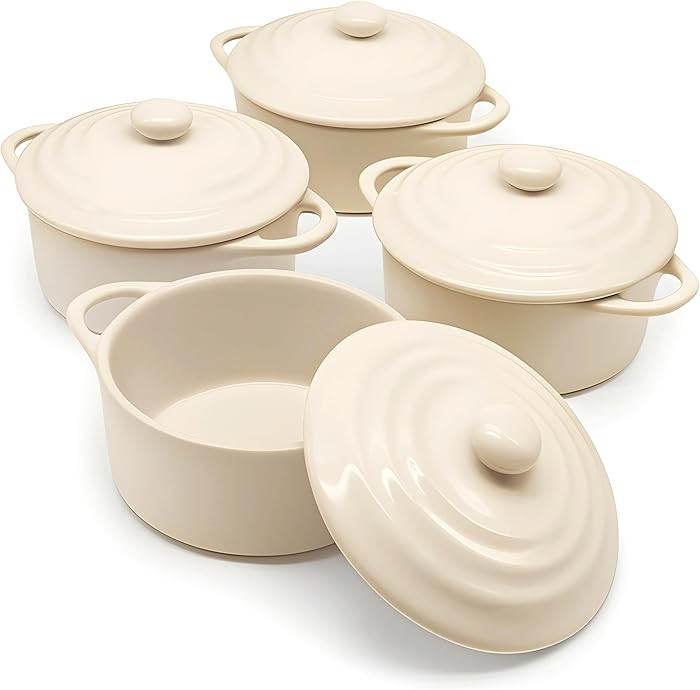 Kook Ceramic Mini Cocotte Set, Small Casserole Dishes with Lids and Handles, Individual Baking Ra... | Amazon (US)
