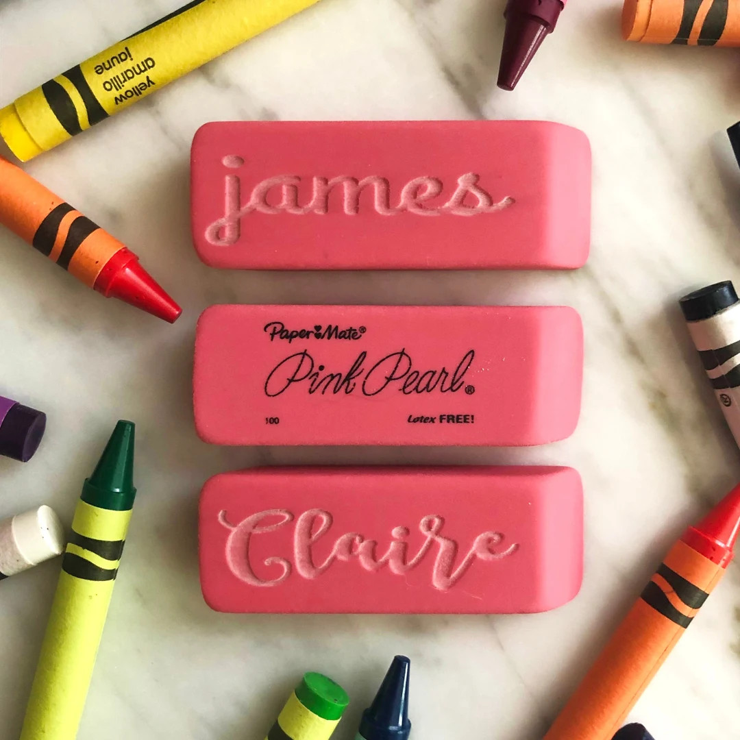 Personalized Pink Eraser | Back To School | Monogrammed School Supplies | Teacher Gift | Etsy (US)
