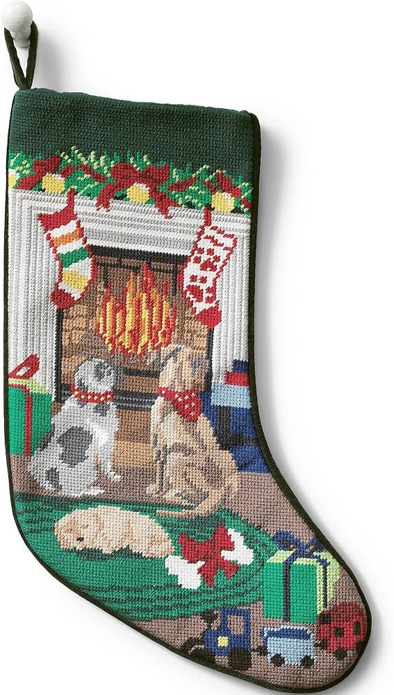 Lands' End Needlepoint Stockings Merry Dog Regular No Sz | Amazon (US)