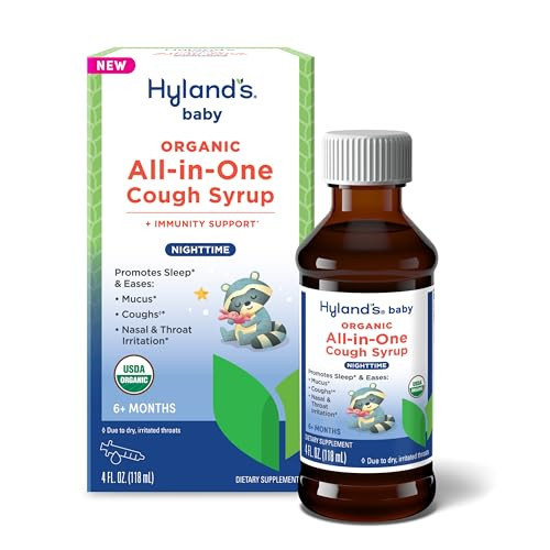Hyland's Baby Organic All in One Nighttime Cough Syrup + Immune Support with Elderberry, Vitamin C, Zinc & Chamomile, 4 Fl Oz | Amazon (US)