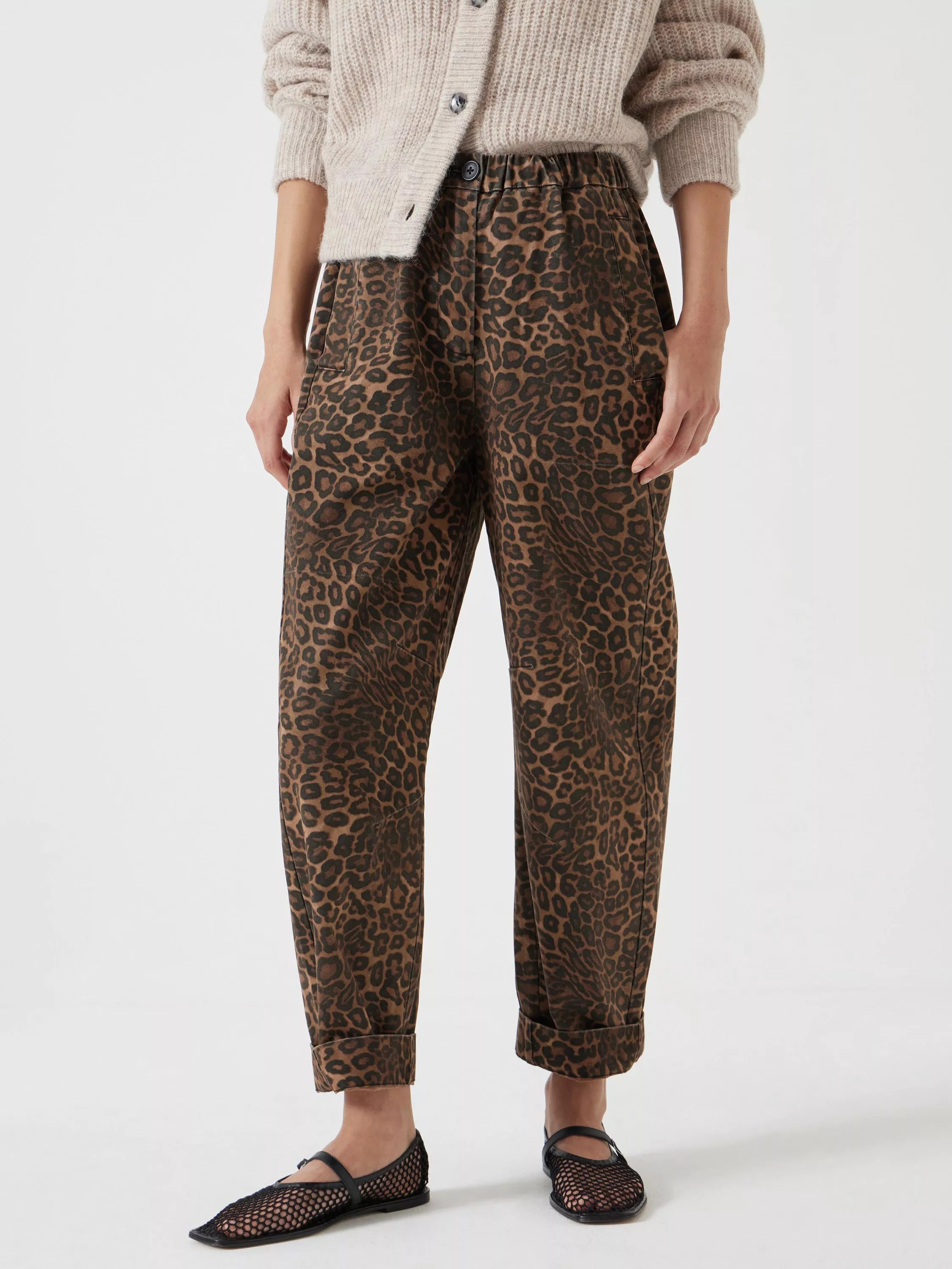 HUSH Leopard Print Pull On Barrel Leg Trousers, Brown/Multi | John Lewis (UK)