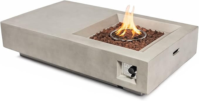 60" Firepit Table for Outside, 50,000 BTU Large Rectangular Concrete Outdoor Firepit Tables, Lava... | Amazon (US)