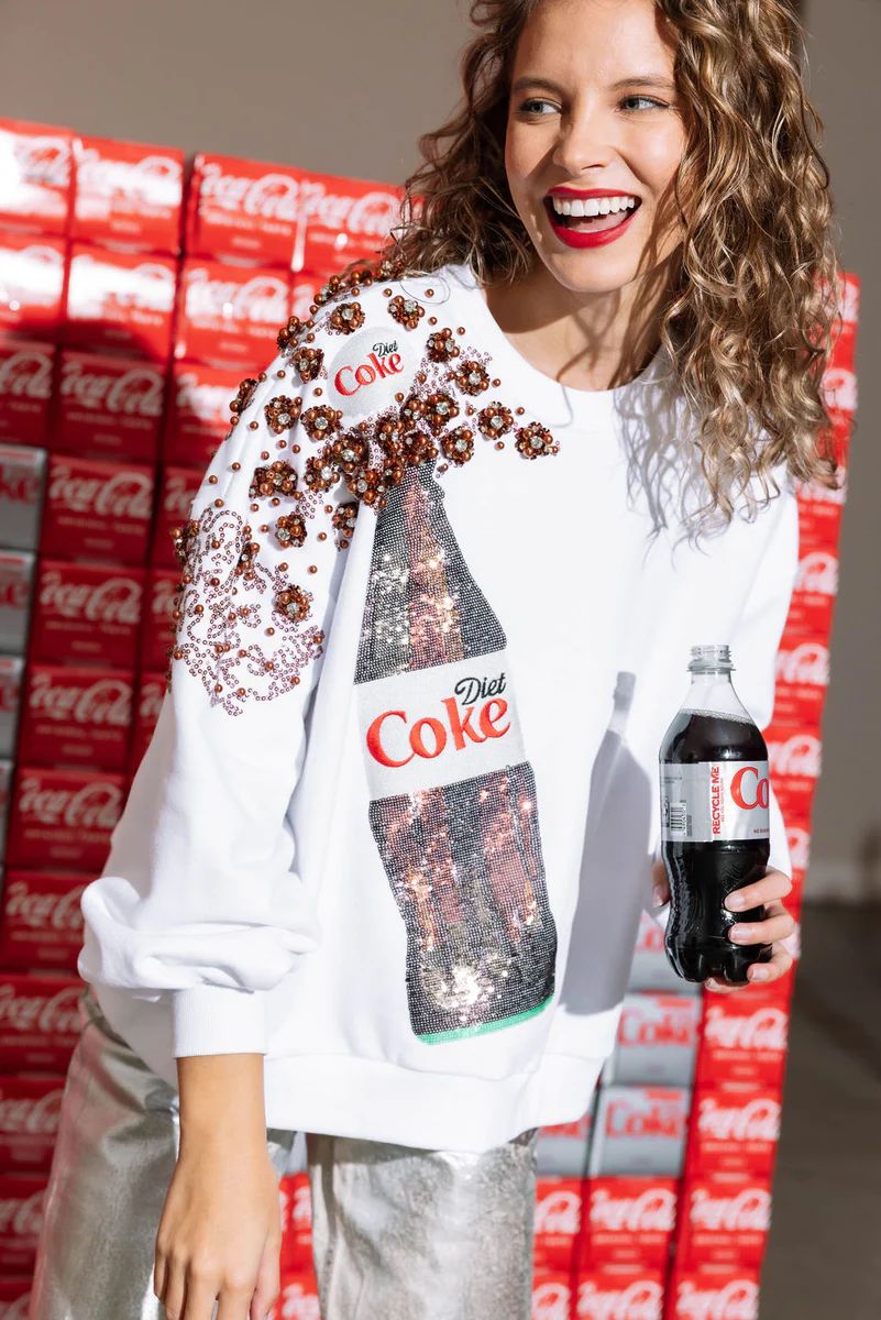 White Popping Diet Coke® Bottle Sweatshirt | Queen of Sparkles