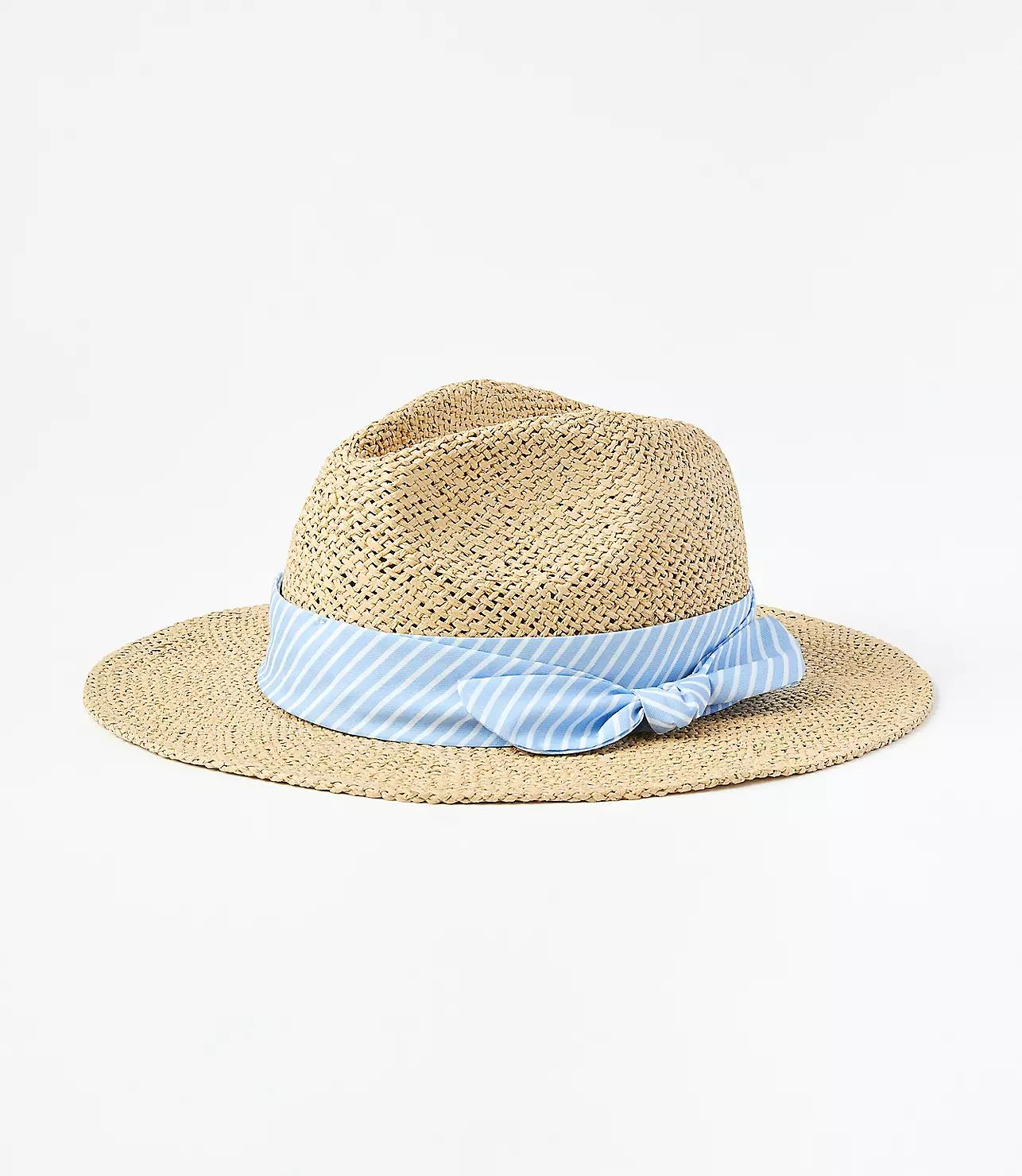 Striped Tie Straw Fedora | LOFT