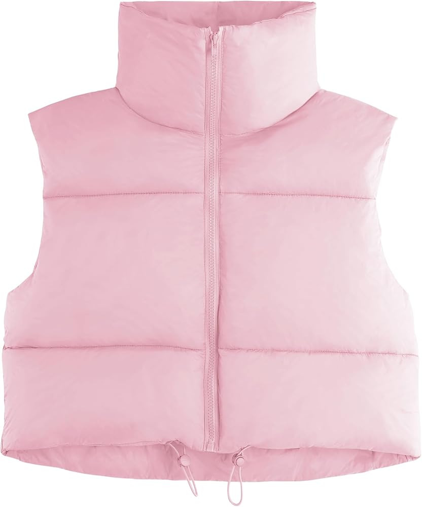 Zando Women Cropped Puffer Vest Sleeveless Lightweight Warm Vest Outerwear Full Zip Stand Collar ... | Amazon (US)