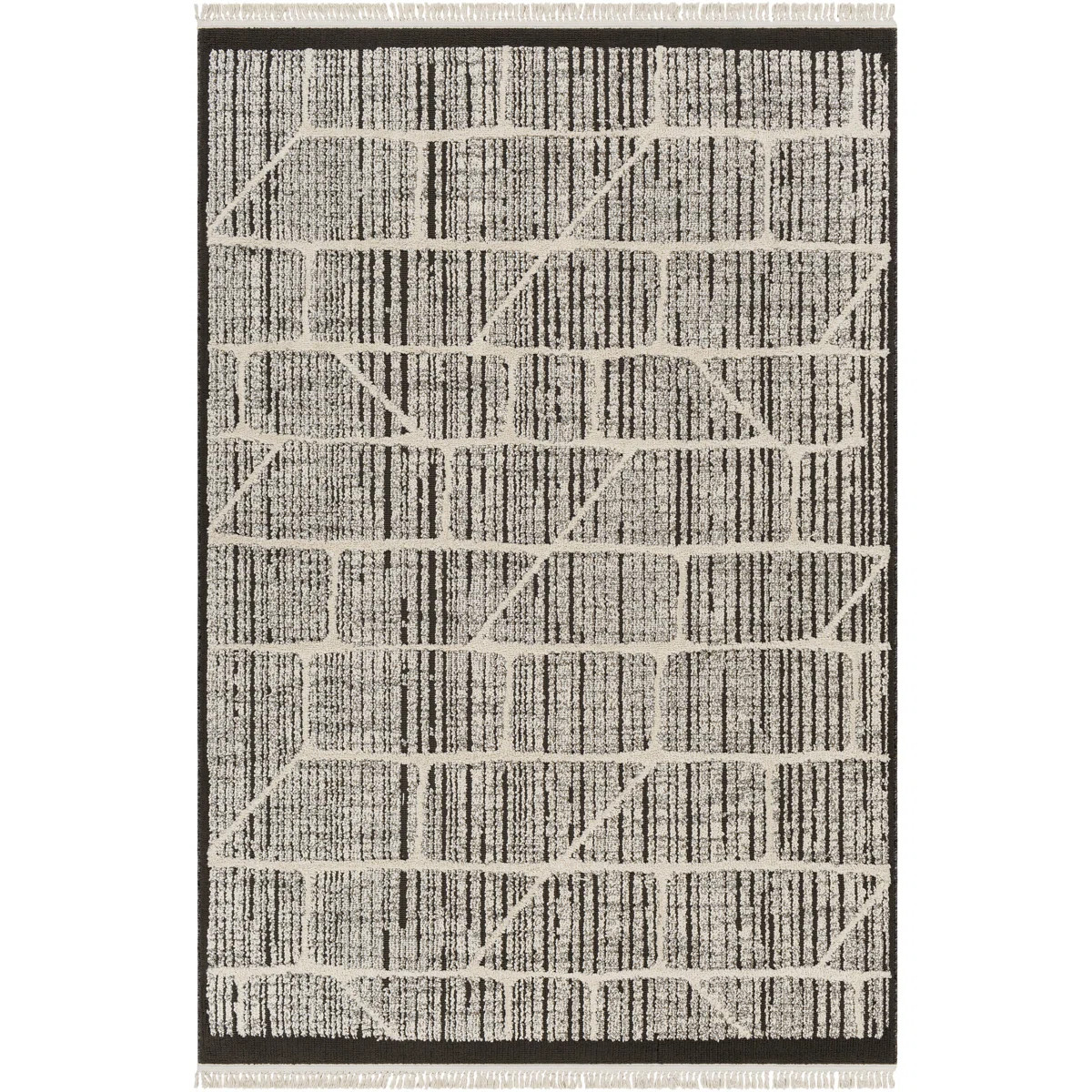 Sohom Moroccan Black and Cream Area Rug | Wayfair North America