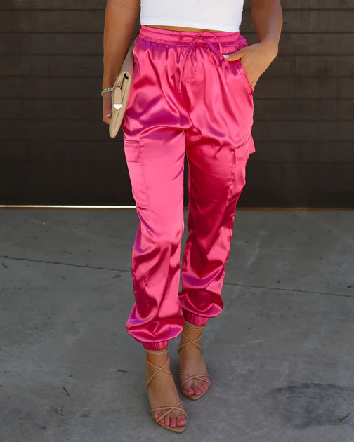 Athena Satin Cargo Pants - Pink - FINAL SALE | VICI