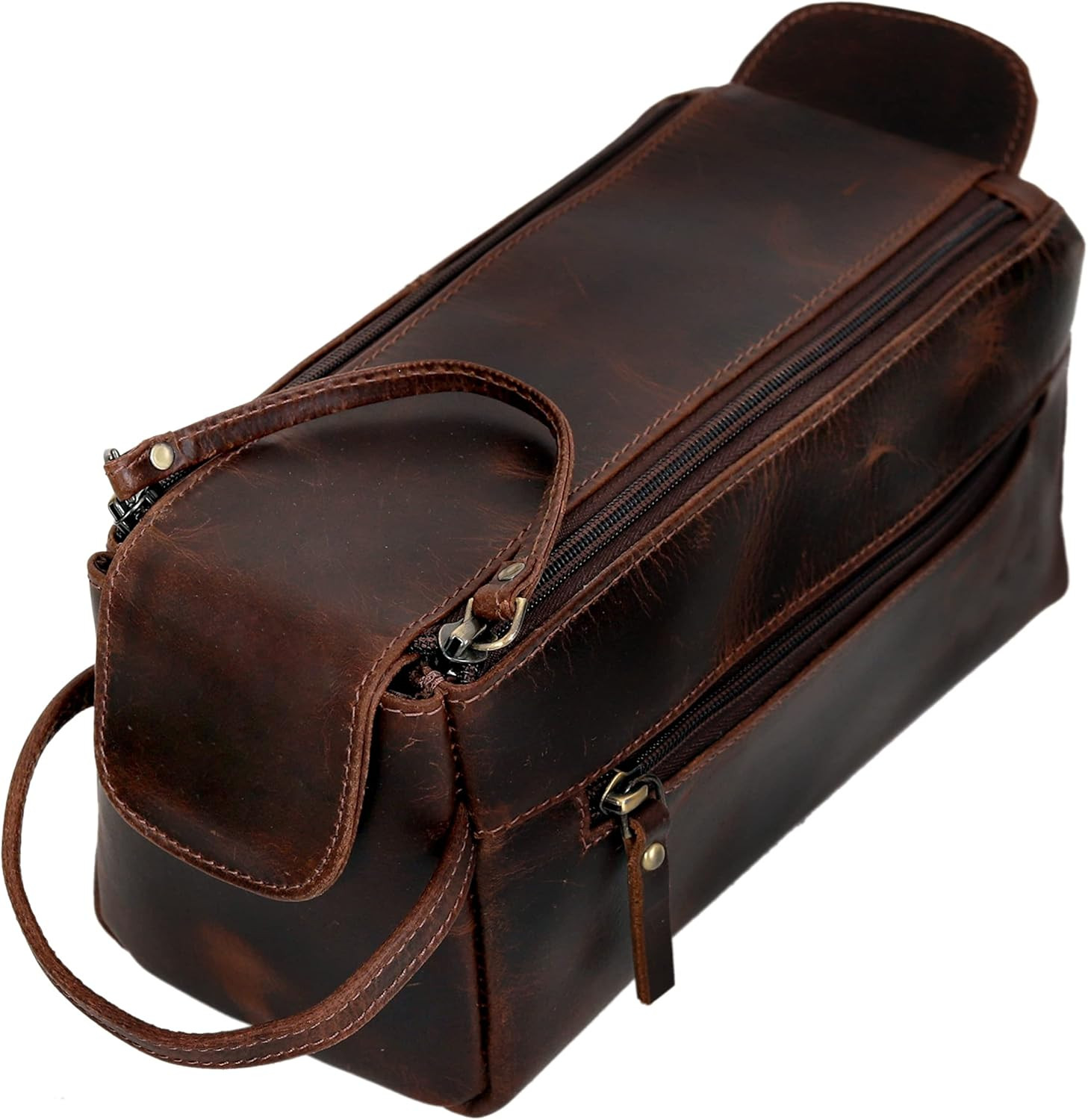 Genuine Buffalo Leather Unisex Toiletry Bag Travel Dopp Kit Made With High Class Buffalo Leather Wit | Amazon (US)