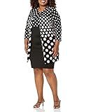 Danny & Nicole Women's Plus Size Polka Dot Lab Coat Jacket Dress, Black/Blush, 18W | Amazon (US)