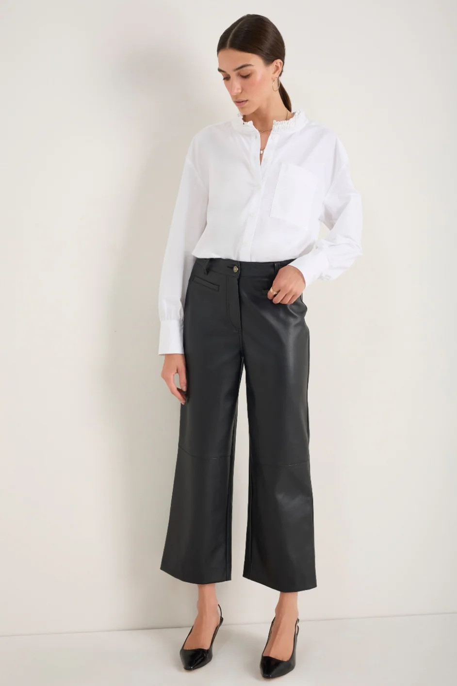 Marianne Faux Leather Trouser - Black | WYSE London
