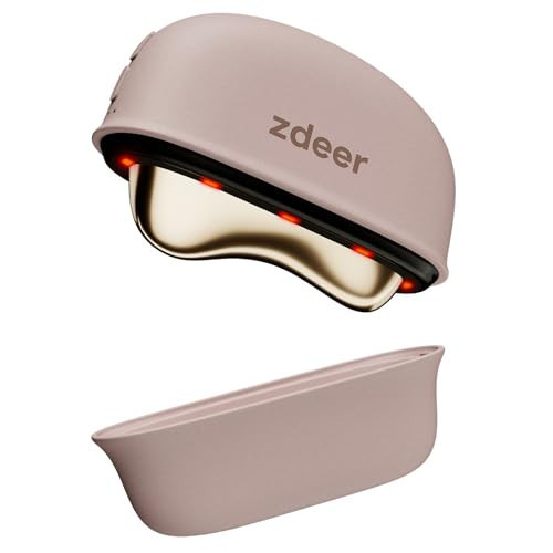 ZDEER LED Red Light Therapy for Face & Neck Massager Facial Care Device – Electric Gua Sha Brass Tool with Heat & Vibration for Firming, Sculpting & Skincare, Pink | Amazon (US)