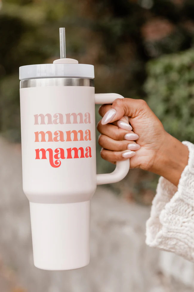 Sippin' Pretty Mama 40 oz Drink Tumbler With Lid And Straw | Pink Lily