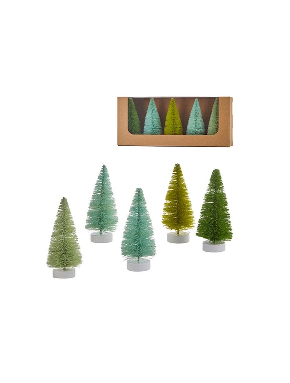 GREEN BOTTLE BRUSH TREES- 4" (BOX OF 5) | Gatehouse No.1