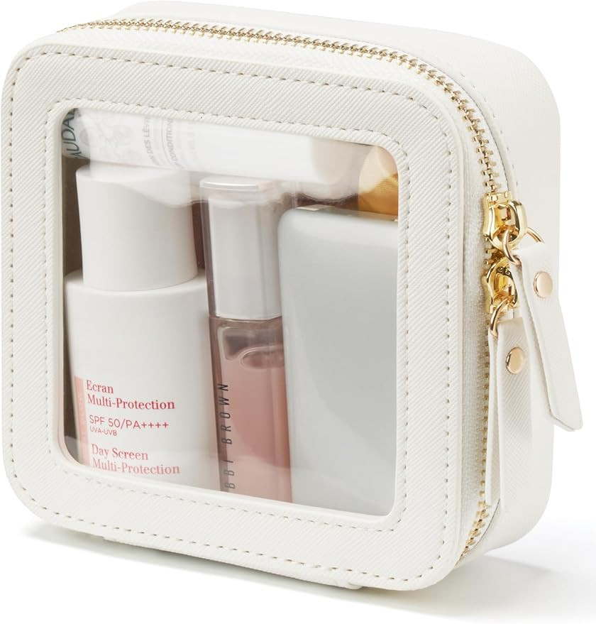 Popvibe Clear Makeup Bag Travel Cosmetic Case Transparent Toiletry Bag with Zipper, Portable Make... | Amazon (US)