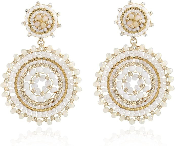 Elegance 11 Designs Beaded Earrings For Women Seed Bead Summer Beach Boho Statement Dangle Handma... | Amazon (US)