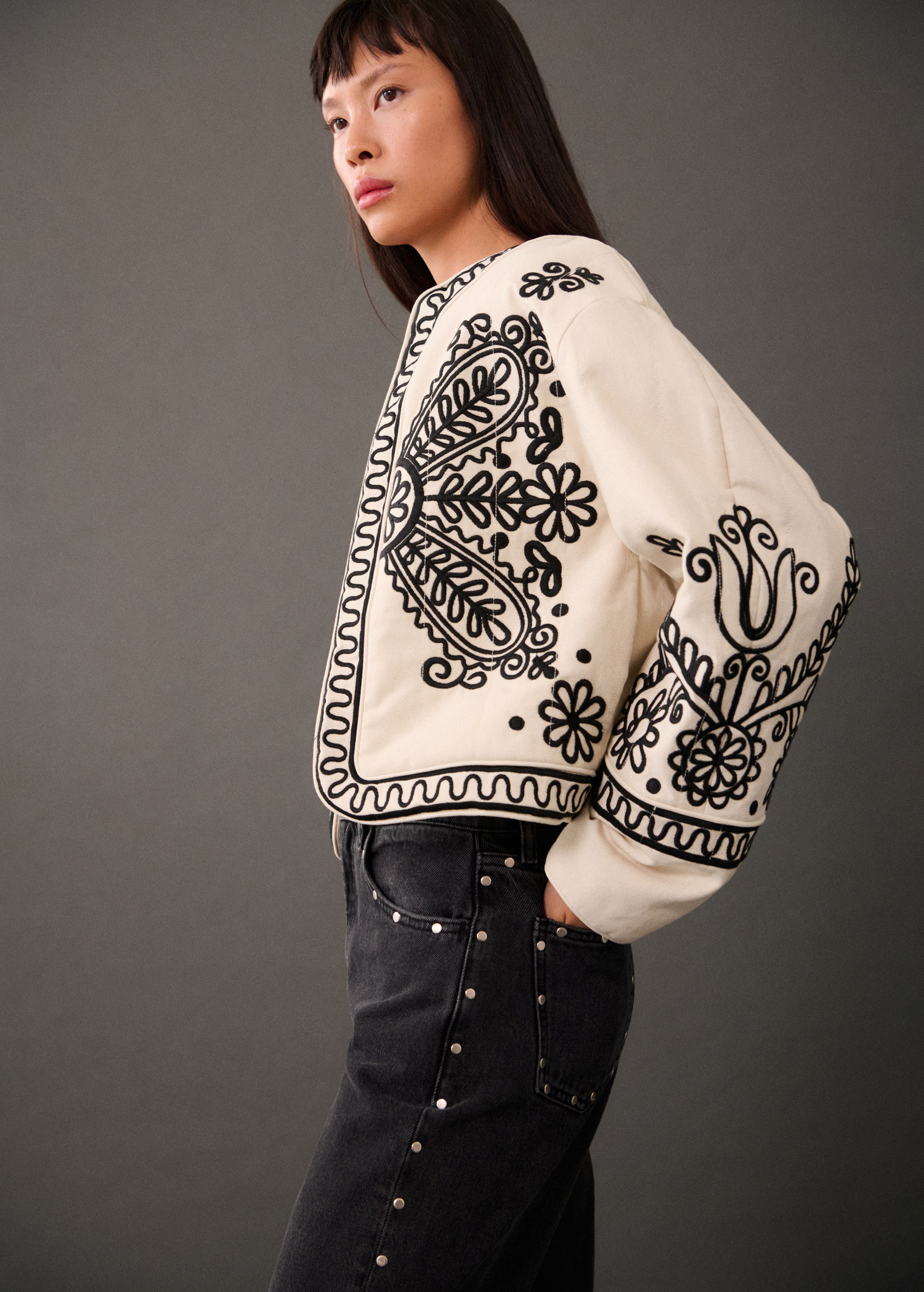 100% cotton embroidered jacket - Women | MANGO USA | Mango (US/MX/AU)