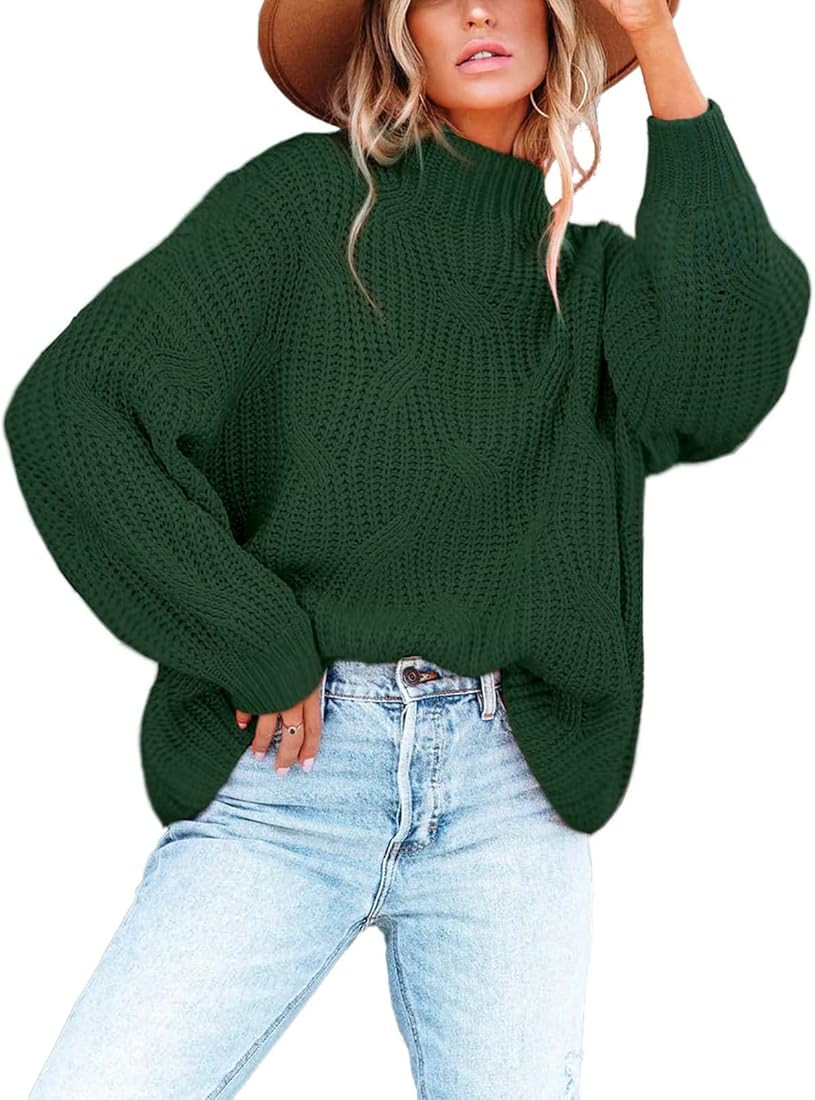 Women's Oversized Crewneck Sweater Drop Shoulder Loose Long Sleeve Knit Pullover Sweater | Amazon (US)