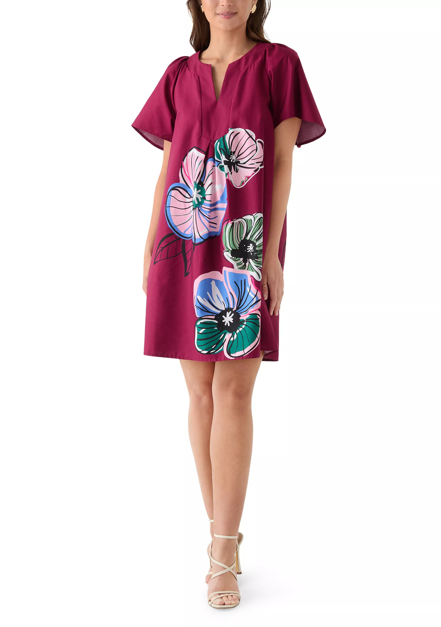 Women's V-Neck Dress with Flutter Sleeves | Belk