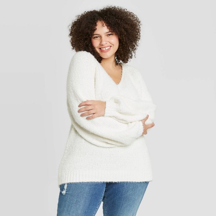 Women's Plus Size V-Neck Pullover Sweater - Ava & Viv™ | Target