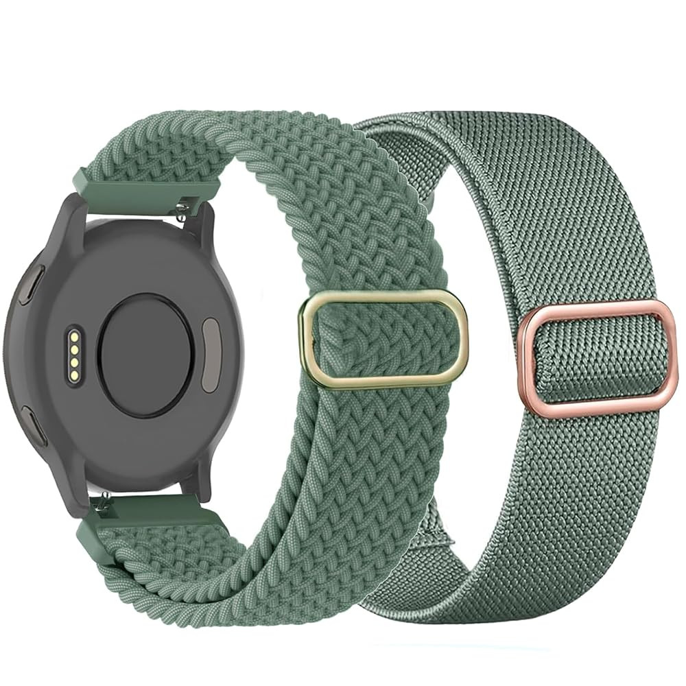 2 Pack Braided Stretchy Nylon Watch Bands Compatible with Garmin Venu 3S/Venu 2S/Vivoactive 4S/Vi... | Amazon (US)