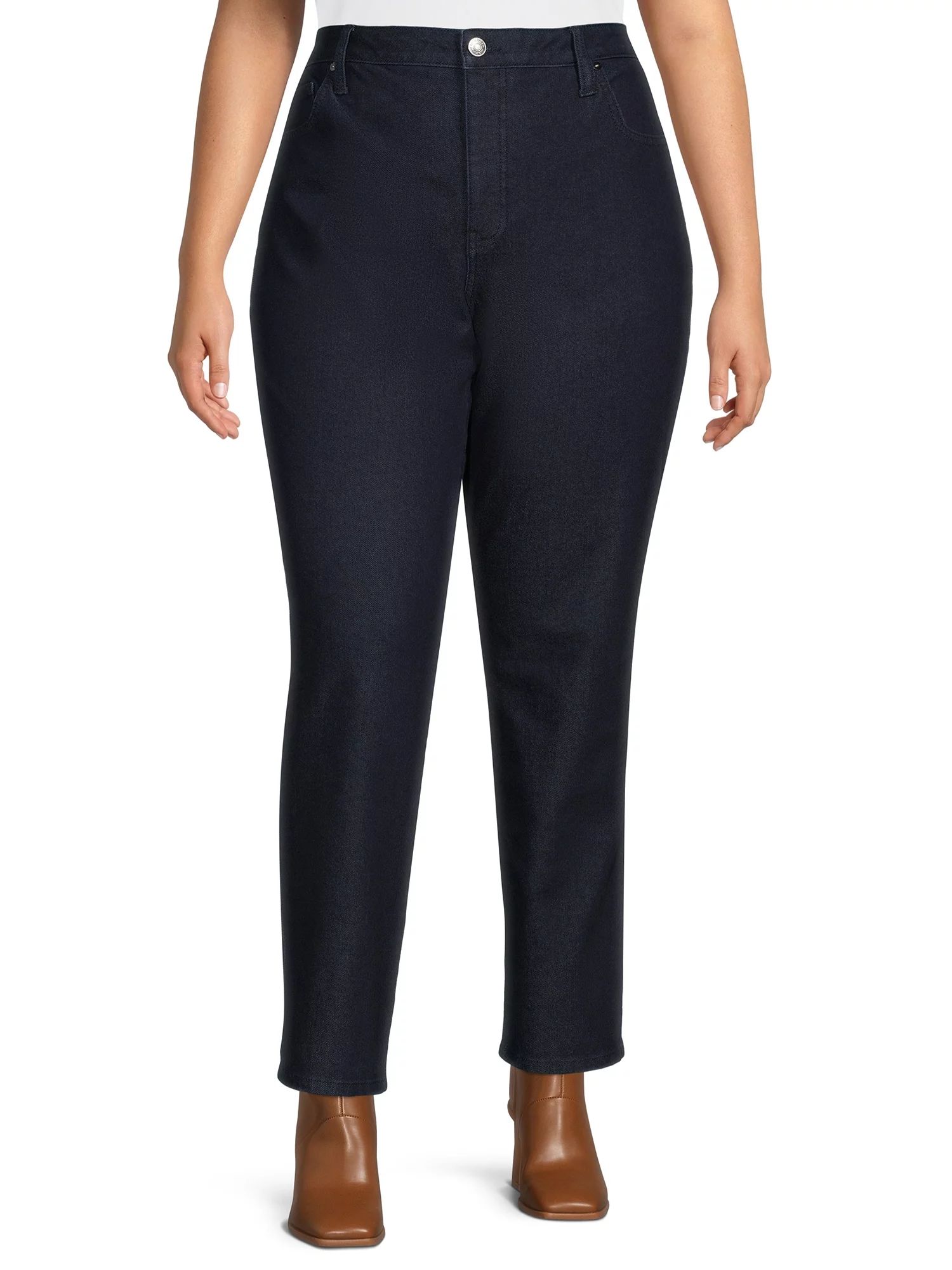 Terra & Sky Women's Plus Size Core Straight Leg Jeans | Walmart (US)