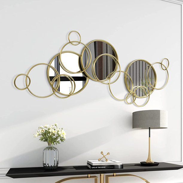 Decorative Wall Mirror  Modern Wall Mirrors for Living Room Decor Gold Overlapping Metal Wall Mir... | Walmart (US)