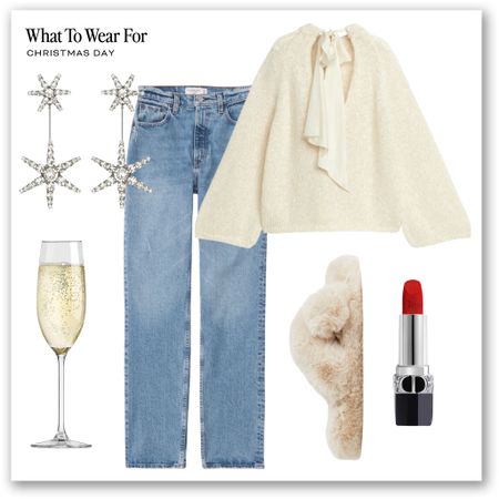 Christmas day outfit 🎄

Straight jeans, Abercrombie, H&M, arket, cream knit, festive style, slippers, star drop earrings 

#LTKSeasonal #LTKeurope #LTKHoliday
