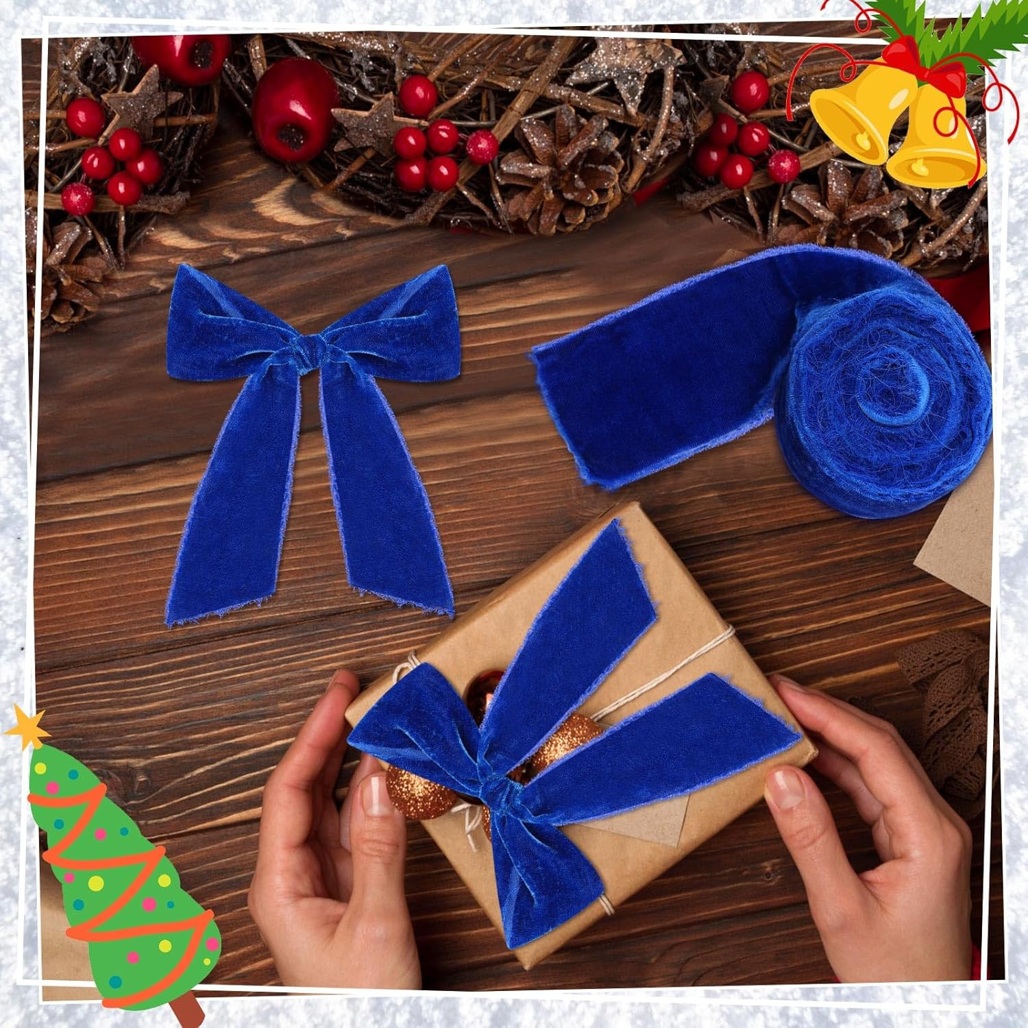 Amazon.com: 6 Yards Velvet Wrapping Ribbon, 2 Roll Wedding Silk Frayed Handmade Velvet Ribbon for... | Amazon (US)