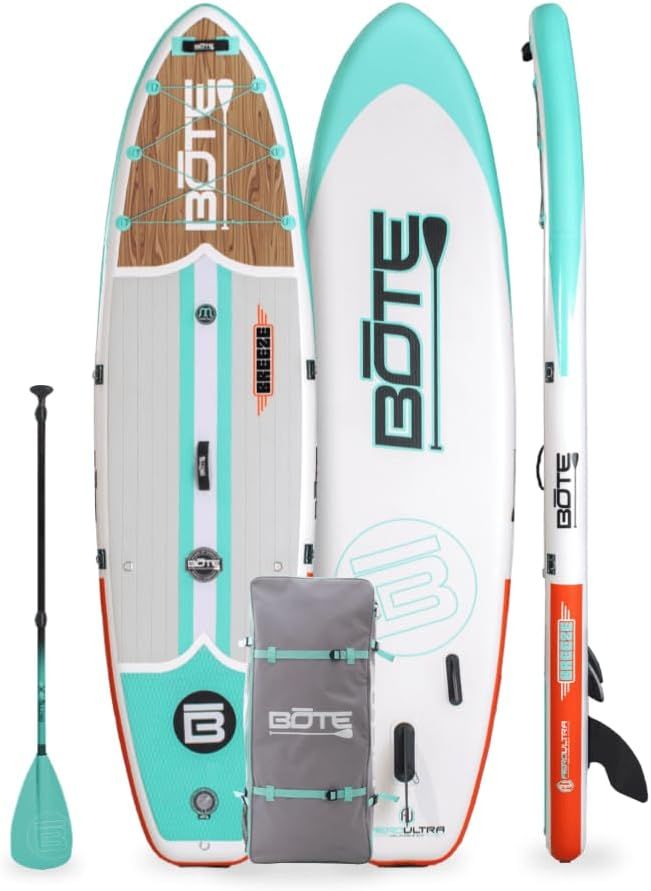 BOTE 10' FT 8" Breeze Aero Inflatable Stand Up Paddle Board, MAGNEPod Compatible Blow Up iSUP Gre... | Amazon (US)
