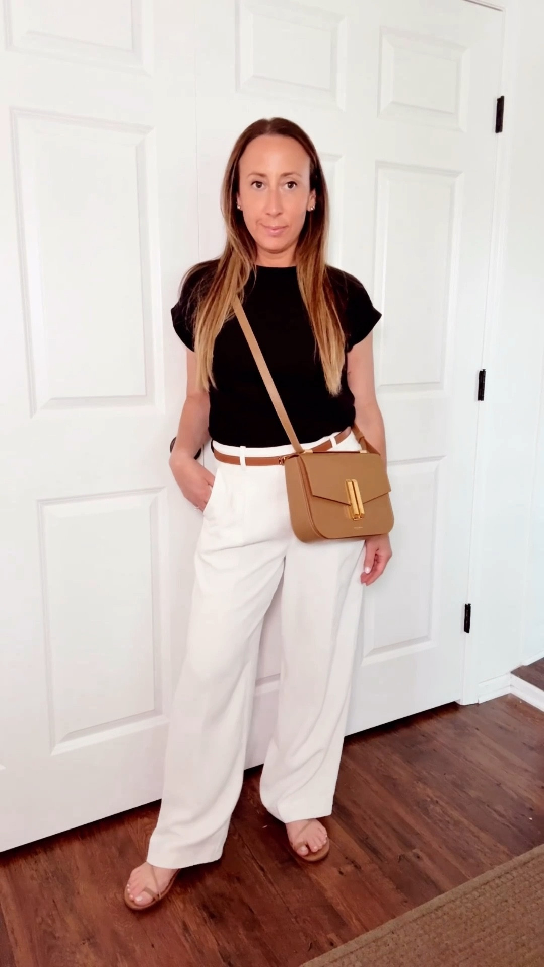 ✨ Chic + classic casual outfit formula you’ll wear on repeat. This is the kind of effortless everyday look that works for the office, brunch, errands, travel days, or whenever you want to look polished with minimal effort.

These crepe trouser pants are truly some of my favorites — I own them in multiple colors because they’re that good. Lightweight, airy, flattering, and perfect for spring + summer. Styled with minimalist tan sandals, a classic black tee, an affordable designer-inspired belt, and a luxe-looking everyday bag in the prettiest neutral shade. Timeless pieces you can mix and match with everything.

• chic casual outfit
• effortless everyday style
• classic women’s fashion
• workwear outfit ideas
• spring trouser pants outfit
• summer office outfit
• cream trousers women
• black tee outfit ideas
• tan minimalist sandals
• affordable luxury accessories
• Amazon belt find
• neutral handbag outfit
• elevated basics outfit
• old money style outfit
• polished casual look

#LTKStyle #LTKWorkwear #ClassicStyle #EffortlessChic #CapsuleWardrobe #NeutralStyle #WorkwearFashion #EverydayStyle