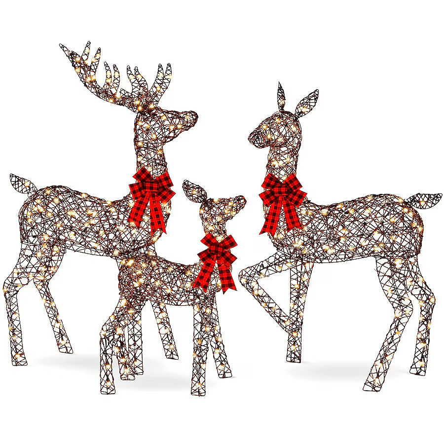 Best Choice Products  3-Piece Lighted Christmas Deer Set Outdoor Yard Decoration w/ 360 LED Light... | Lowe's