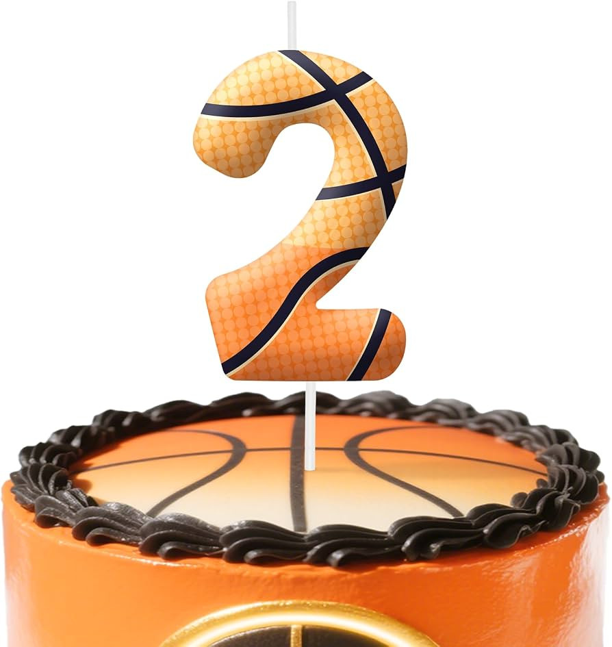 2nd Birthday Candles, Basketball Cake Topper for Boys Girls, Number 2 Candle Basketball Themed Bi... | Amazon (US)