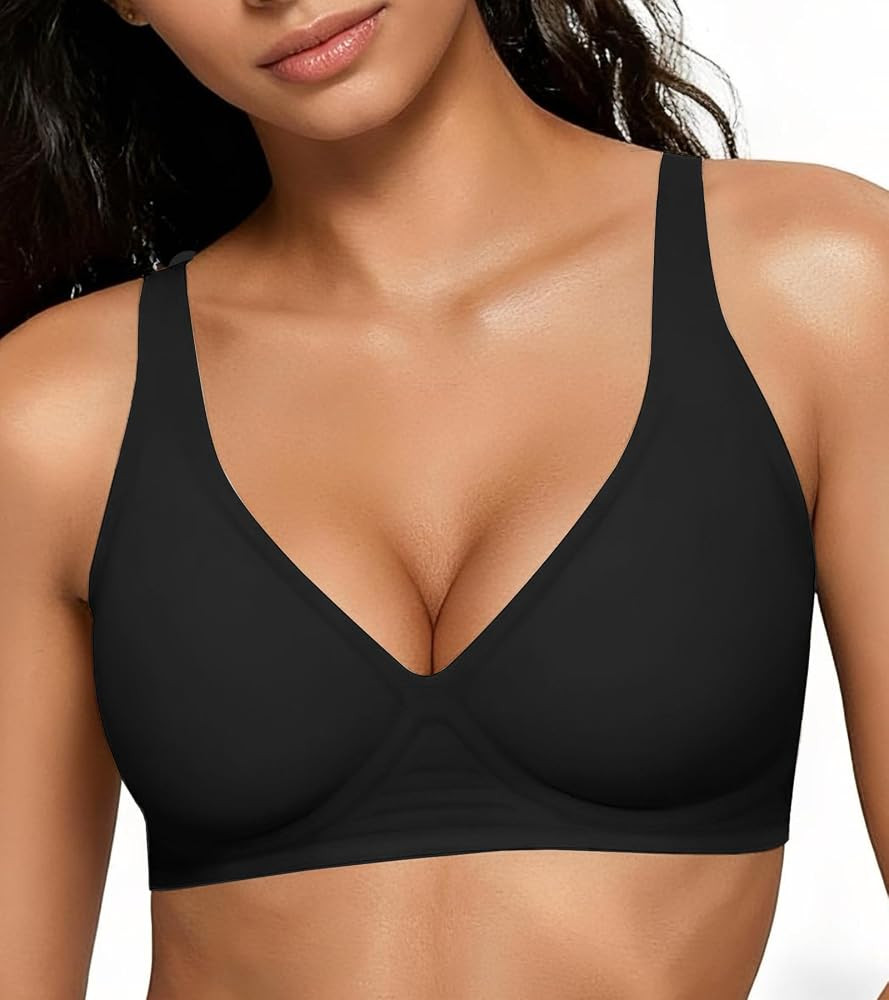 2026 Women Jelly Seamless Wireless Push Up Bras Deep V No Underwire Supportive Everyday Bra Full ... | Amazon (US)