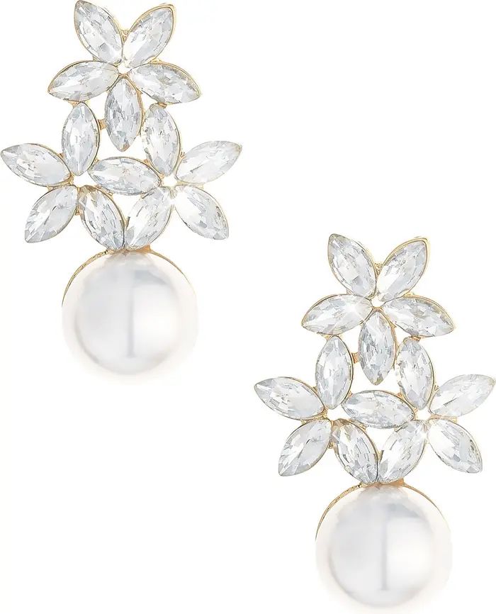 Ettika Floral Crystal & Imitation Pearl Earrings | Nordstrom | Nordstrom