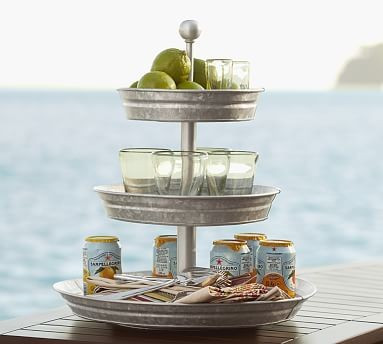 Galvanized Metal Three Tiered Stand | Pottery Barn (US)