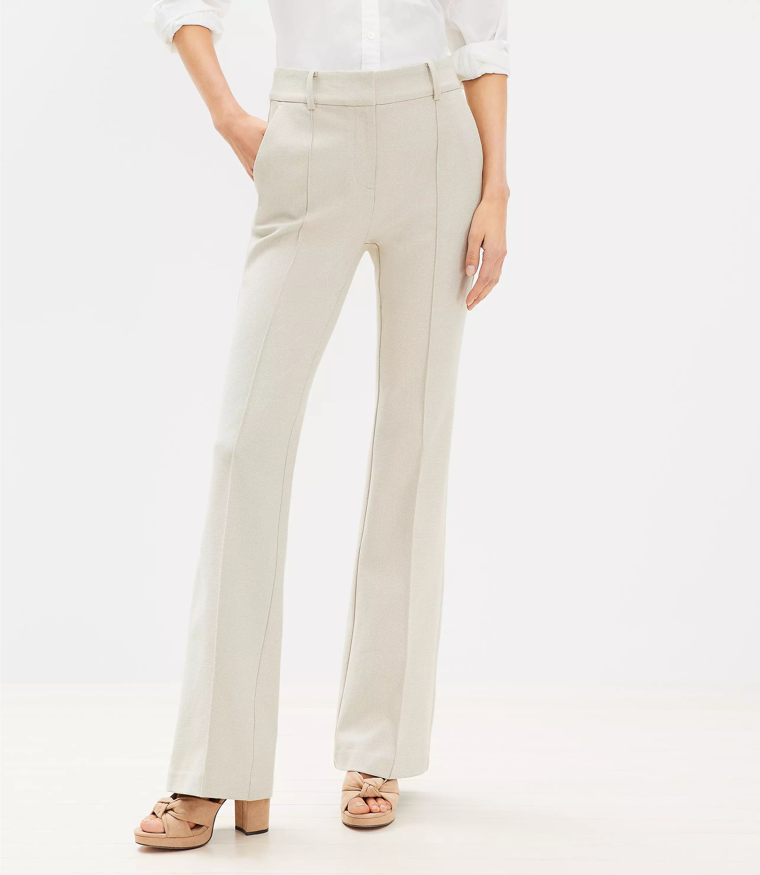 Petite Pintucked Sutton Flare Pants | LOFT