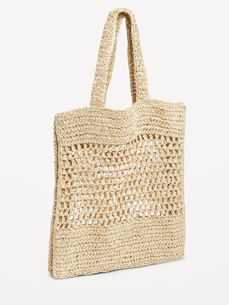 Straw-Paper Crochet Tote Bag for Women | Old Navy (US)