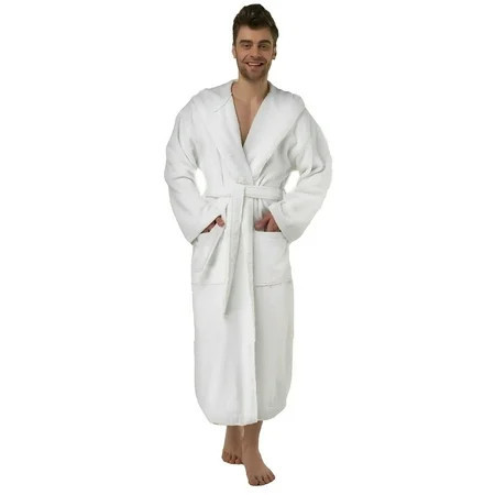 White Polar Fleece Hooded Bathrobe for Men Full Length 50 inches Spa & Resort Sales | Walmart (US)