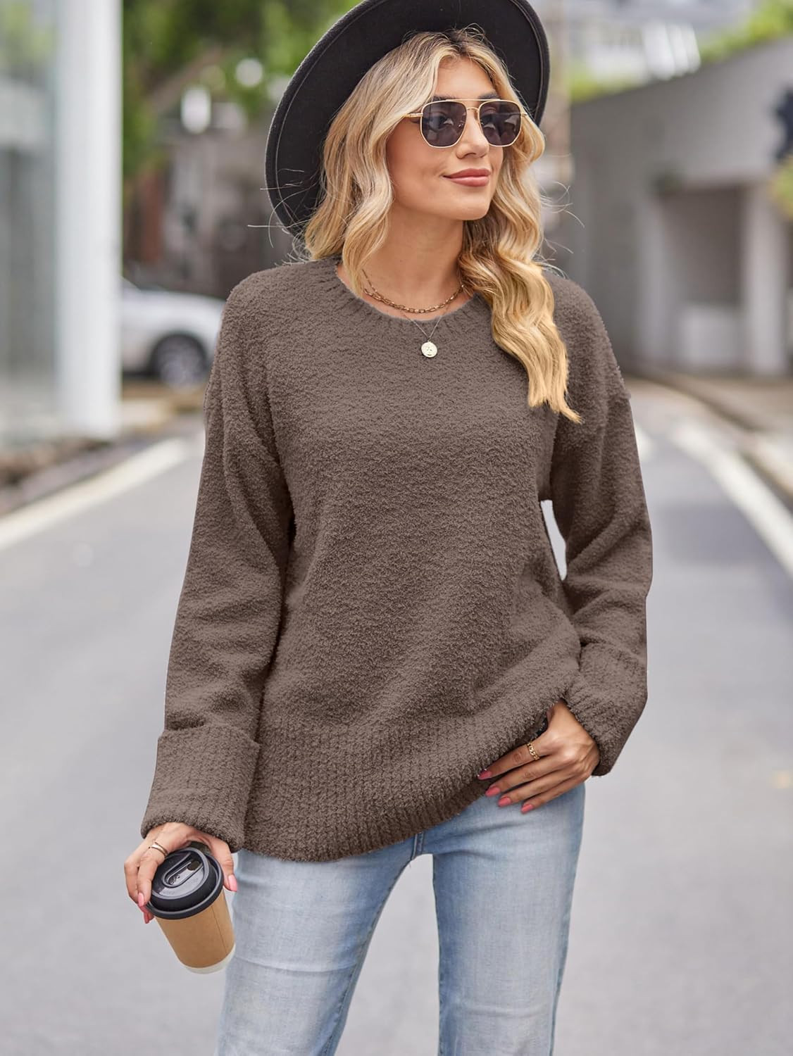 Jhsnjnr Oversize Pullover Damen Gestrickt Winterpullover Rundhals Weicher Dicker Sweater Herbst Lockerer Flauschige Grob Strickpullover | Amazon (DE)