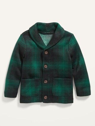 Shawl-Collar Sweater-Knit Plaid Cardigan for Toddler Boys | Old Navy (US)