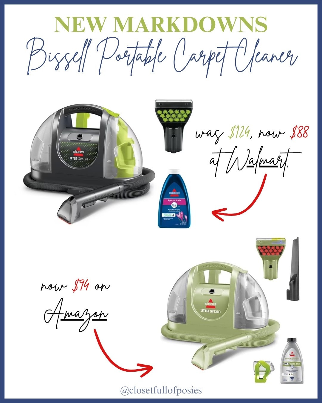 BISSELL Little Green Portable Carpet and Upholstery Cleaner was $124, now $88🫧🧹